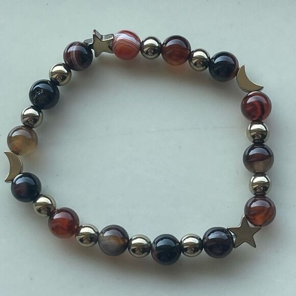 Sardonyx onyx carnelian ONE NEW stretch beaded bracelet natural stone crystal st - Picture 5 of 16